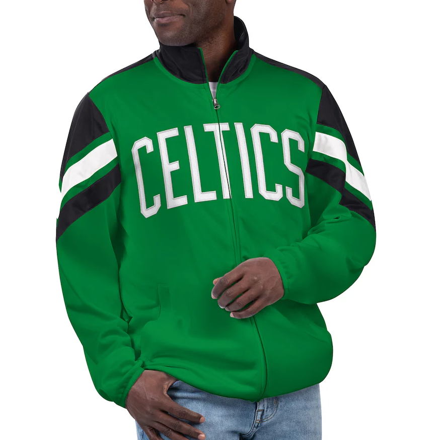 Men s G III Sports by Carl Banks Green Boston Celtics Game Ball Full Zip Track Jacket BOSTON FAN STOP